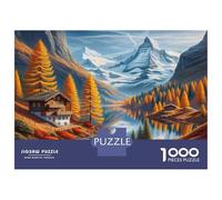 Jigsaw for Adults 1000 Pieces Autumnal Alpine Cabin Reflections Adult Puzzles Family Game Precision Cutting Unique Birthday And Xmas Gifts 38x26cm/1000pcs