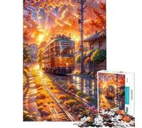 Jigsaw for Adults 1000 Pieces Autumnal Journey by Tram Puzzles for Adults Toy Wall Decor Precision Cutting Christmas Birthday Gifts (size 38x52cm)