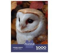 Jigsaw for Adults 1000 Pieces Barn Owl Portrait in Autumn Leaves Jigsaw for Adults Relax Games Analysis And Logic Unique Birthday And Xmas Gifts 38x26cm/1000pcs