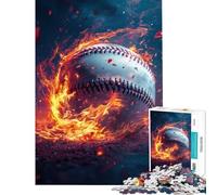 Jigsaw for Adults 1000 Pieces Baseball on Fire for Educational Game Challenge Toy Brain Teaser Game Birthday Present Gifts for Women Men (size 38x52cm)