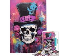 Jigsaw for Adults 1000 Pieces Basquiat Style Skull for Birthday, Chrismas Difficult Hard Family Game Suitable for People Aged 14 And Above (50x75cm)