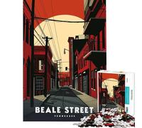 Jigsaw for Adults 1000 Pieces Beale Street, Tennessee for Educational Game Challenge Toy Brain Teaser Game Birthday Present Gifts for Women Men (size 38x26cm)