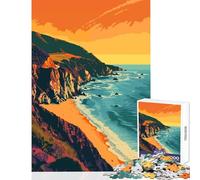 Jigsaw for Adults 1000 Pieces Big Sur Beach Coast Art Puzzles for Teenagers Difficult Challenge Train Your Brain And Hands Great Gifts for Gaming (38x52cm)