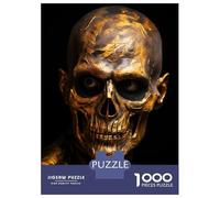 Jigsaw for Adults 1000 Pieces Black And Gold Skull Face Jigsaw for Adults Relax Games Analysis And Logic Unique Birthday And Xmas Gifts 70x50cm/1000pcs