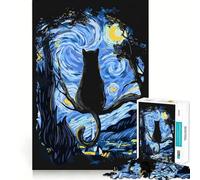 Jigsaw for Adults 1000 Pieces Black Cat Fine Joint Fun, Smart Mind Activity, Cozy Game Play, Christmas Calm Gift (50x75cm)