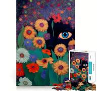 Jigsaw for Adults 1000 Pieces Black Cat in The Flowers Fine Joint Fun, Smart Mind Activity, Cozy Game Play, Christmas Calm Gift (50x75cm)