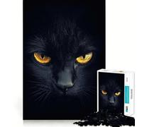 Jigsaw for Adults 1000 Pieces Black Cat With Golden Eyes Fine Joint Fun, Smart Mind Activity, Cozy Game Play, Christmas Calm Gift (38x26cm)