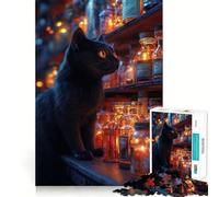 Jigsaw for Adults 1000 Pieces Black Cat with Potion Bottles Fine Joint Fun, Smart Mind Activity, Cozy Game Play, Christmas Calm Gift (38x52cm)