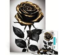 Jigsaw for Adults 1000 Pieces Black Gold Poster Roses Fine Joint Fun, Smart Mind Activity, Cozy Game Play, Christmas Calm Gift (38x26cm)