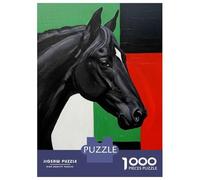 Jigsaw for Adults 1000 Pieces Black Horse Portrait with Geometric Background Puzzles for Adults Hands-on Game Analysis And Logic Unique Birthday And Xmas Gifts 52x38cm/1000pcs