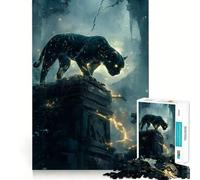 Jigsaw for Adults 1000 Pieces Black Panther on Ancient Ruins Fine Joint Fun, Smart Mind Activity, Cozy Game Play, Christmas Calm Gift (50x75cm)