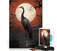 Jigsaw for Adults 1000 Pieces Black Stork Vector Fine Joint Fun, Smart Mind Activity, Cozy Game Play, Christmas Calm Gift (38x26cm)