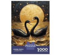 Jigsaw for Adults 1000 Pieces Black Swans Under Golden Moon Painting Puzzles for Adults Hands-on Game Analysis And Logic Unique Birthday And Xmas Gifts 70x50cm/1000pcs