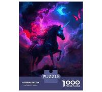 Jigsaw for Adults 1000 Pieces Black Unicorn in Nebula Puzzles for Adults Brain Teaser Game For Family Fun Fun at Home Activities, 52x38cm/1000pcs
