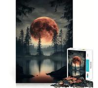 Jigsaw for Adults 1000 Pieces Blood Moon Over Lake Fine Joint Fun, Smart Mind Activity, Cozy Game Play, Christmas Calm Gift (50x75cm)
