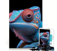 Jigsaw for Adults 1000 Pieces Blue Chameleon Close-Up Fine Joint Fun, Smart Mind Activity, Cozy Game Play, Christmas Calm Gift (38x26cm)