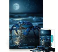 Jigsaw for Adults 1000 Pieces Blue Crab at Night Fine Joint Fun, Smart Mind Activity, Cozy Game Play, Christmas Calm Gift (38x52cm)