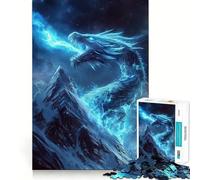Jigsaw for Adults 1000 Pieces Blue Dragon on Mountain Fine Joint Fun, Smart Mind Activity, Cozy Game Play, Christmas Calm Gift (38x52cm)