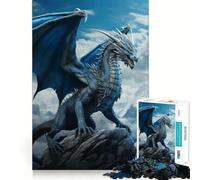 Jigsaw for Adults 1000 Pieces Blue Dragon on Mountain Fine Joint Fun, Smart Mind Activity, Cozy Game Play, Christmas Calm Gift (38x52cm)