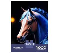 Jigsaw for Adults 1000 Pieces Blue Light Horse Puzzles for Adults Brain Teaser Game For Family Fun Fun at Home Activities, 38x26cm/1000pcs