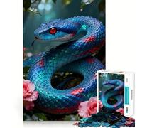Jigsaw for Adults 1000 Pieces Blue Snake with Roses Fine Joint Fun, Smart Mind Activity, Cozy Game Play, Christmas Calm Gift (50x75cm)