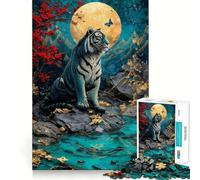 Jigsaw for Adults 1000 Pieces Blue Tiger Moon Fine Joint Fun, Smart Mind Activity, Cozy Game Play, Christmas Calm Gift (38x52cm)