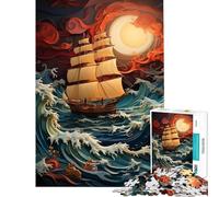 Jigsaw for Adults 1000 Pieces Boat in The Storm for Educational Game Challenge Toy Brain Teaser Game Birthday Present Gifts for Women Men (size 38x26cm)