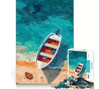 Jigsaw for Adults 1000 Pieces Boat on The Beach Digital Art Fine Joint Fun, Smart Mind Activity, Cozy Game Play, Christmas Calm Gift (38x26cm)