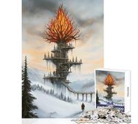 Jigsaw for Adults 1000 Pieces Burning Tree City Anti-Stress Toys Birthday Gift Educational Game Enhance Love between Couples Size 38x26cm