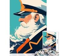 Jigsaw for Adults 1000 Pieces Captain with White Beard Minimalist Art Puzzles for Teenagers Difficult Challenge Train Your Brain And Hands Great Gifts for Gaming (38x26cm)