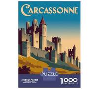 Jigsaw for Adults 1000 Pieces Carcassonne Castle Vintage Travel Jigsaw for Adults Relax Games Analysis And Logic Unique Birthday And Xmas Gifts 70x50cm/1000pcs
