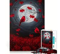Jigsaw for Adults 1000 Pieces Cardinal Love Under The Moon Exact Edge Art Brain Boosting Play Quiet Play Game Birthday Art Play (38x26cm)