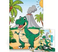 Jigsaw for Adults 1000 Pieces Cartoon Dinosaur Volcano Exact Edge Art Brain Boosting Play Quiet Play Game Birthday Art Play (50x75cm)