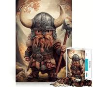 Jigsaw for Adults 1000 Pieces Cartoon Viking Warrior with Axe Exact Edge Art Brain Boosting Play Quiet Play Game Birthday Art Play (38x26cm)