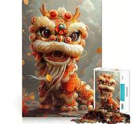 Jigsaw for Adults 1000 Pieces Cartoonized Chinese Dragon Exact Edge Art Brain Boosting Play Quiet Play Game Birthday Art Play (38x26cm)