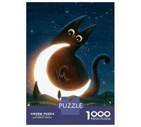 Jigsaw for Adults 1000 Pieces Cat And The Magic Moon Jigsaw for Adults Relax Games Analysis And Logic Unique Birthday And Xmas Gifts 52x38cm/1000pcs
