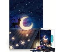 Jigsaw for Adults 1000 Pieces Cat on The Roof Perfect Cut Fun Smart Challenge Fun Peaceful Play Fun Xmas Art Gift (50x75cm)