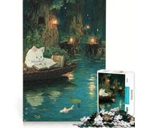 Jigsaw for Adults 1000 Pieces Cat Reading in A Magical Forest, Toy Wall Decor, Parent-child Interaction, Unique Birthday And Gifts 38x26cm