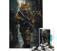 Jigsaw for Adults 1000 Pieces Cat Soldiers in The Rain for Educational Game Challenge Toy Relax Games A Work of Art Gifts for Women Men (Size 50x75cm)
