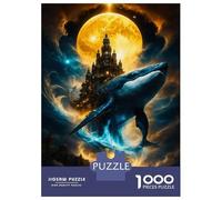 Jigsaw for Adults 1000 Pieces Celestial Whale & Moonlit Fantasy Citadel - Surreal Cosmic Ocean Artwork Teenager Puzzles Hands-on Game Presents for Women Christmas Birthday Gifts 70x50cm/1000pcs