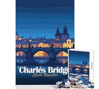 Jigsaw for Adults 1000 Pieces Charles Bridge, Czech Republic at Night Puzzles for Teenagers Difficult Challenge Train Your Brain And Hands Great Gifts for Gaming (50x75cm)