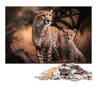 Jigsaw for Adults 1000 Pieces Cheetah with Cub Puzzles for Paper Puzzles Educational Stress Relief Toy 1000 PCS(38x26cm)