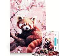 Jigsaw for Adults 1000 Pieces Cherry Blossom Red Panda- Flawless Fit Art Logic Fun Toy Rest Time Play Birthday Hobby Gift (38x52cm)