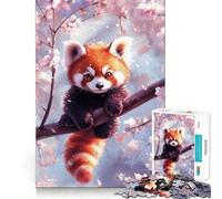Jigsaw for Adults 1000 Pieces Cherry Blossom Red Panda Flawless Fit Art Logic Fun Toy Rest Time Play Birthday Hobby Gift (38x52cm)
