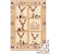 Jigsaw for Adults 1000 Pieces Chihuahua Cross Stitch Pattern Puzzles for Adults Brain Teaser Game For Family Fun Fun at Home Activities, 52x38cm/1000pcs