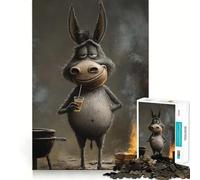 Jigsaw for Adults 1000 Pieces Chill Donkey with Drink Fine Edge Craft Problem Solve Toy Relax Game Play Birthday Art Play (38x26cm)