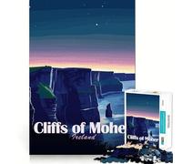 Jigsaw for Adults 1000 Pieces Cliffs of Moher, Ireland at Night Perfect Cut Fun Smart Challenge Fun Peaceful Play Fun Xmas Art Gift (38x26cm)