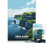 Jigsaw for Adults 1000 Pieces Cliffs of Moher Ireland Smooth Joint Fun Problem Solve Fun Casual Game Time Birthday Art Play (50x75cm)