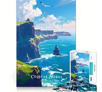 Jigsaw for Adults 1000 Pieces Cliffs of Moher Smooth Joint Fun Problem Solve Fun Casual Game Time Birthday Art Play (38x26cm)