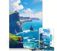 Jigsaw for Adults 1000 Pieces Cliffs of Moher Smooth Joint Fun Problem Solve Fun Casual Game Time Birthday Art Play (50x75cm)